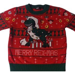 Disney Toy Story Merry Rex-Mas Knit Christmas Sweater 4T Toddler Red Green